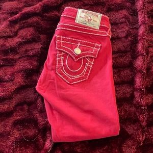 like new red true religion skinny jeans